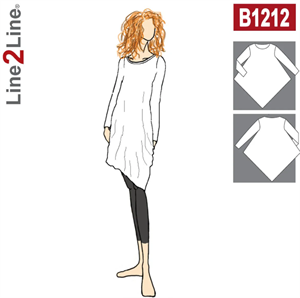 Line2Line snitmønster - B1212 Oversize tunika med ærme og asymmetrisk look